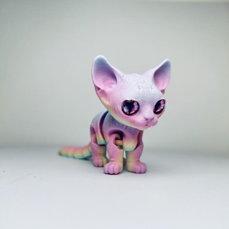 3D Printed Siamese Cat Movable Joint Stress Relief Toy Cute Cat Animals Model Desktop Ornament Figure Toy for Adults Kids Gifts