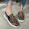 Обувь для женщин 2024 года, женская вулканизированная обувь с леопардовым принтом, осенняя обувь для прогулок на открытом воздухе, женские удобные кроссовки без застежек