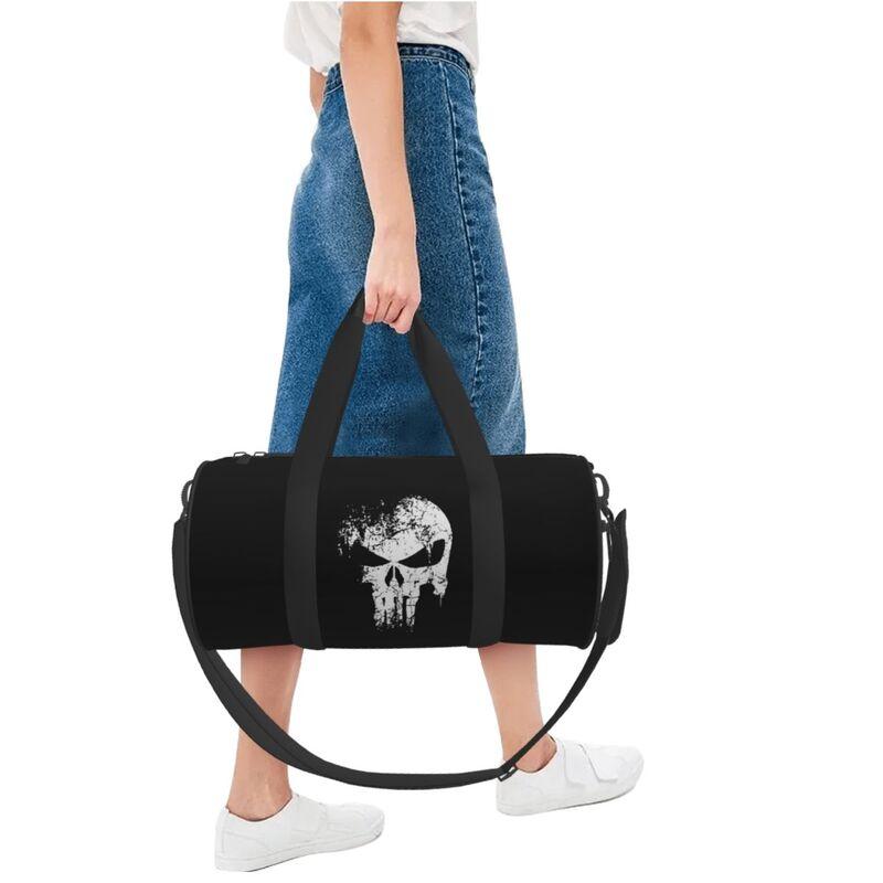 Skeleton Skull Print Round Travel Duffel Bag Lightweight Waterproof Durable Handbags Yoga Gym Sports Bag Outdoor Fitness Bags