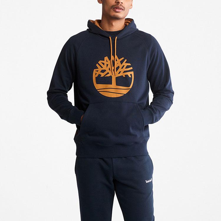 Timberland Толстовка с капюшоном и принтом логотипа Tree, мужские толстовки темно-синего цвета A2577-433