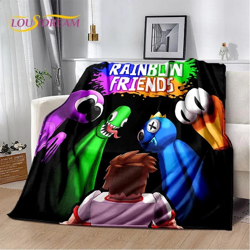 Игровое одеяло R-Rainbow Friends Мультяшное мягкое фланелевое одеяло для кроватей Спальни Дивана Пикника, Плед для укрытия на улице, Подарок для отдыха