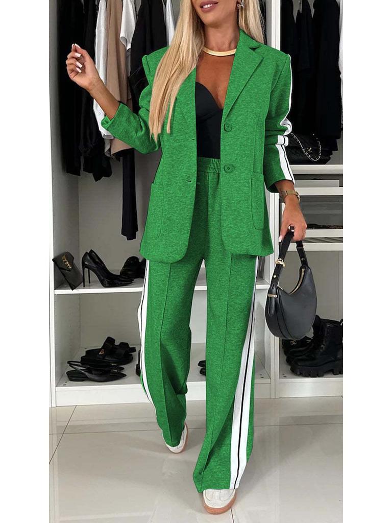 2024 Autumn/Winter European & American Women's Long-Sleeved Turn-Down Collar Casual Suit Set