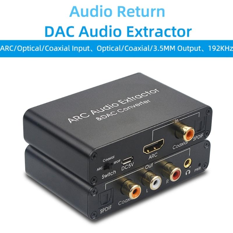 192KHz Converter -ARC Bidirectional Optical Coaxial, Extractor To SPDIF Coaxial 3.5mmJack L/ - Adapter