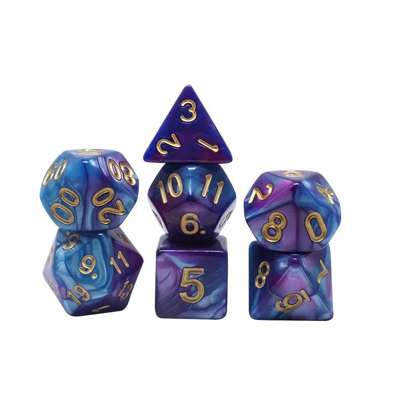 Многогранные игральные кости 7 шт./лот DnD RPG ролевые карточные игры набор игральных костей для настольных игр смешивание цветов многосторонний набор игральных костей для настольной игры