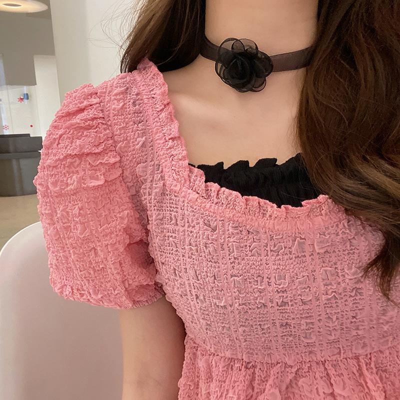 Organza Necklace Women Lace Neckline Flower Rose Necklace Party Sexy Jewelry