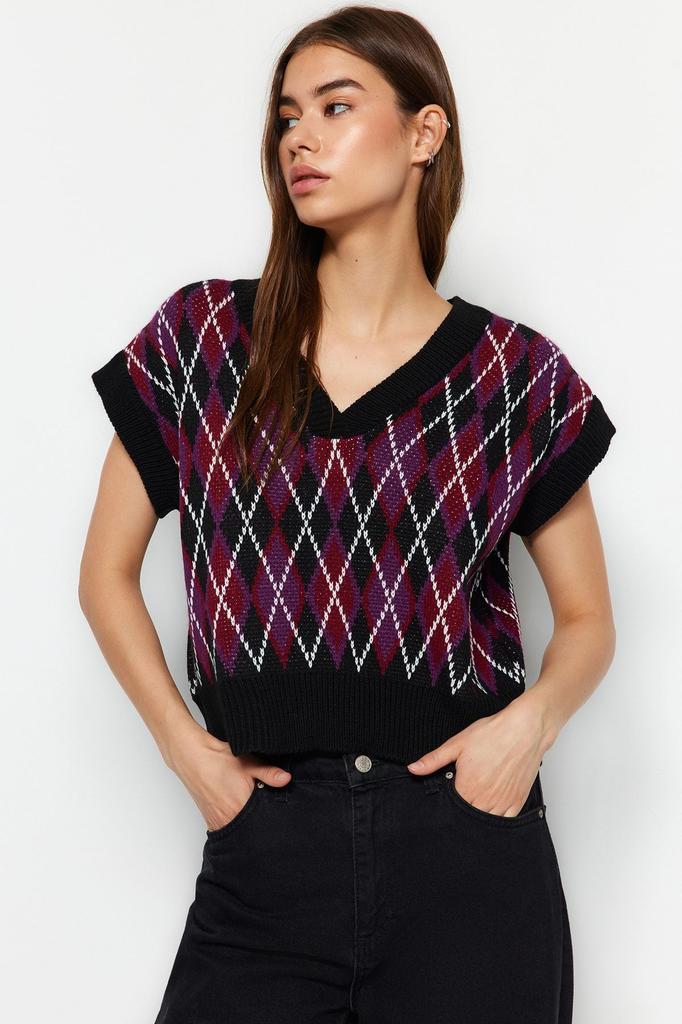 Women's Fashionable Stylish Sweater Black Wide Fit Knitwear Sweater