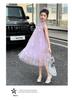 Girls' blue dress summer dress 2026 new stylish girls' summer mesh princess dress children's summer dress