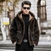 New Men's Genuine Fur Sheep Shear Coat Mid-Length Lapel Reversible Lamb Wool Winter