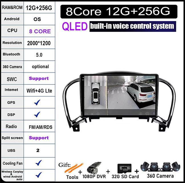 9-дюймовый 2.5D экран Android 14 авто мультимедиа навигация GPS авто радио видео стерео для Nissan Juke YF15 2010 2012 2013 2014