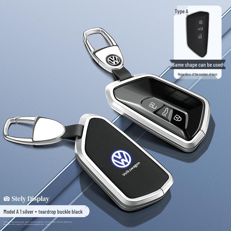 Складной ключ-брелок Volkswagen стиль B с кнопкой запуска для Tayron, Tuyue, Teramont X, Tiguan X - Полное покрытие, Невыдвижной