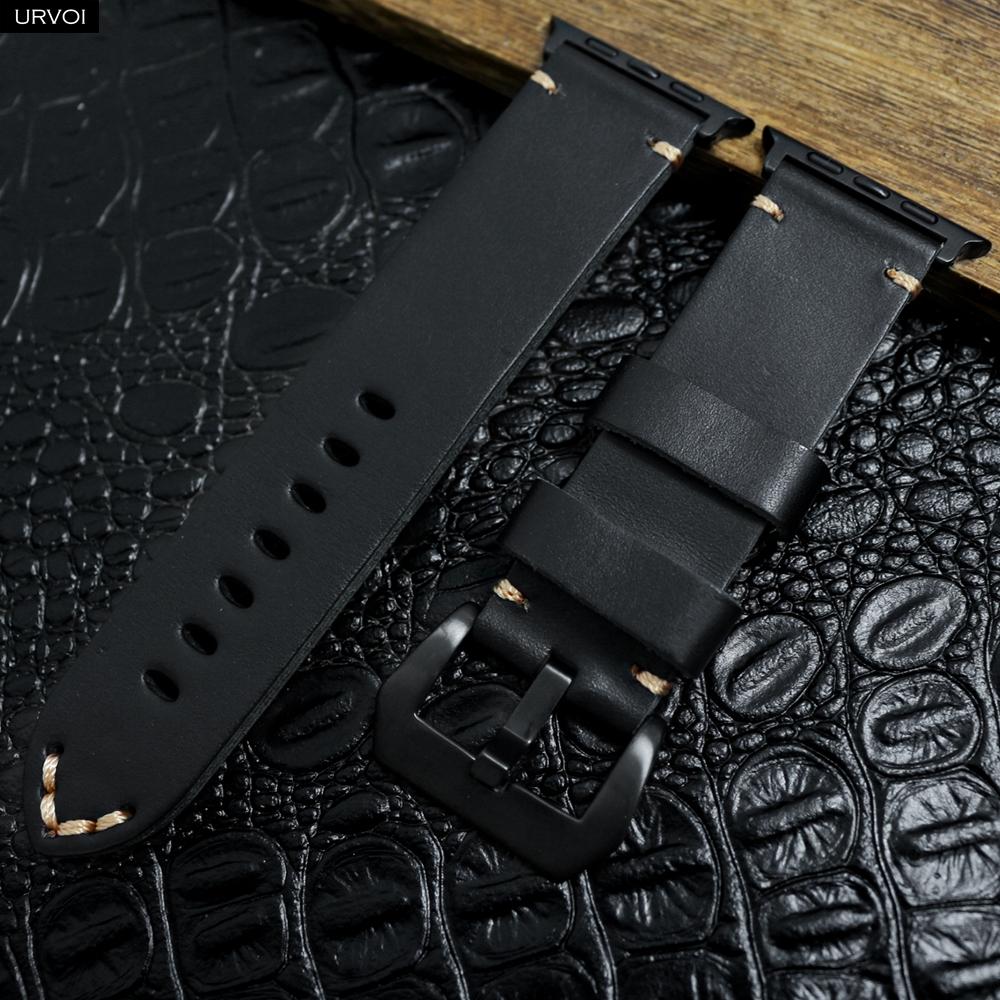 Apple Watch Ultra 2 Series 10 9 8 7 6 SE 54 Vintage Crazy Horse Fine Leather Strap for iWatch Pin V Stitches 49mm