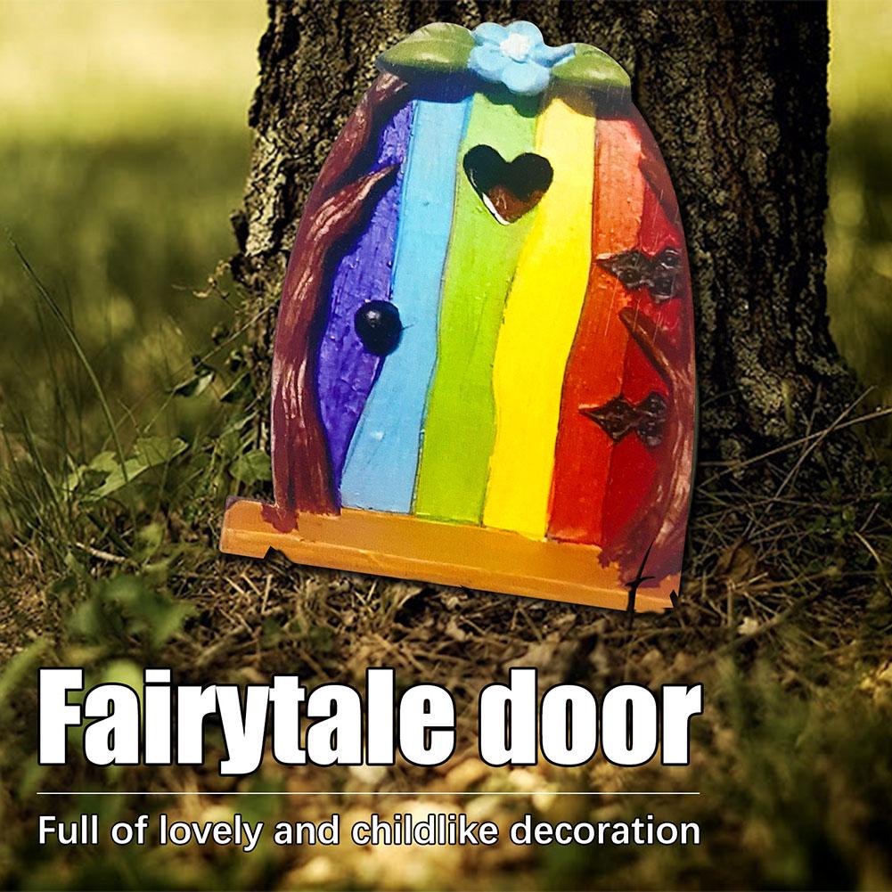 Miniature Fairy Gnome Door Window Statues Wood Elf Fairy Door Figurines Garden Decor Outdoor Fairy Elf Door Art Craft Kits