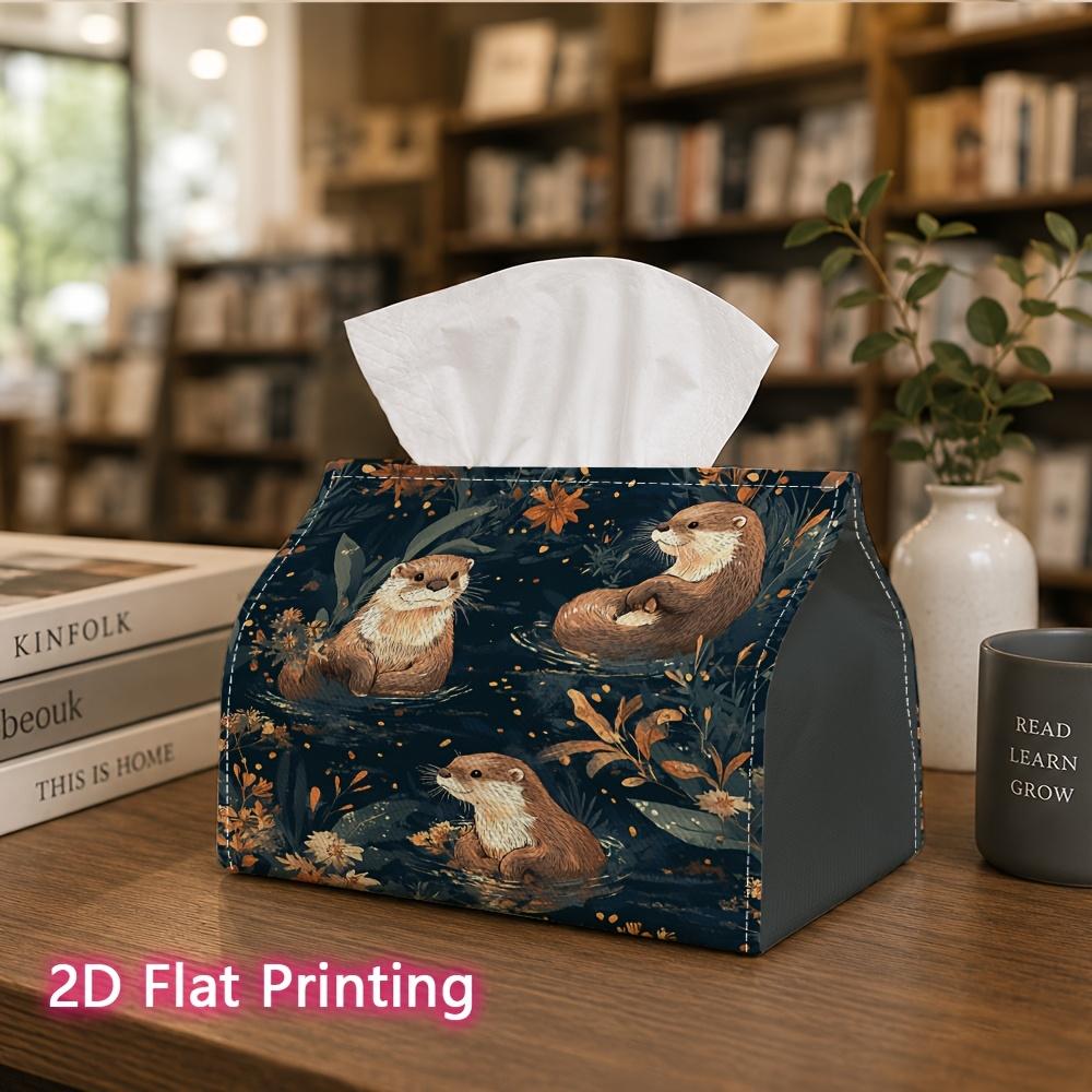 1pc, 2D Flat Printing, Tissue Box Otter Pattern Water Printing Party Tissue Box, Multifunctional Kitchen And Dining Table, Coffee Table And Dining Tab