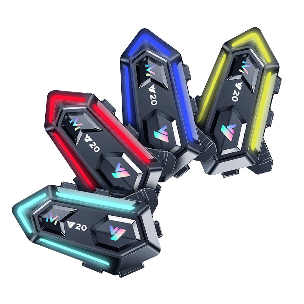 Y20 Bluetooth 5.3 Motorcycle Helmet Headset Handsfree Call Wireless Noise Reduction Waterproof Headphone with RGB Light