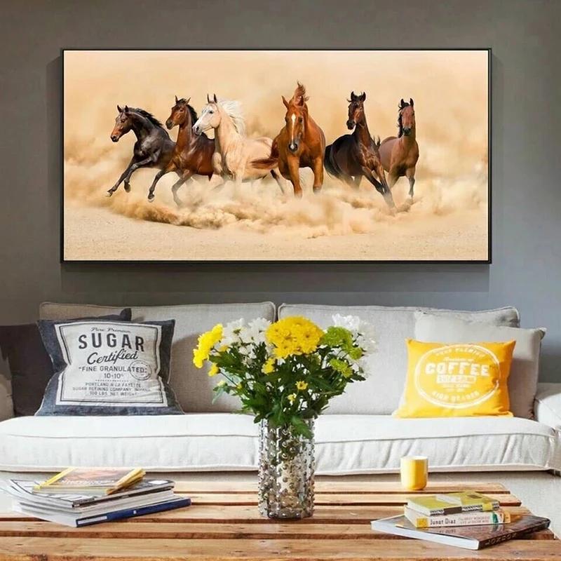 Modern Galloping Horses Landscape Canvas Painting Posters and Prints Wall Art Picture for Living Office Room Bedroom Home Decorating
