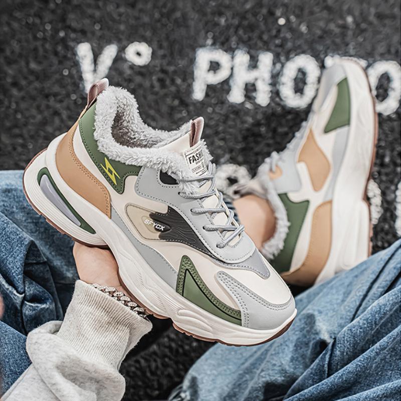 Fashion Winter Men's Shoes New Plush Lining Sneakers Male Versatile Platform Warm Cotton Shoes Fashion Trend Casual Shoes Tenis Hombres