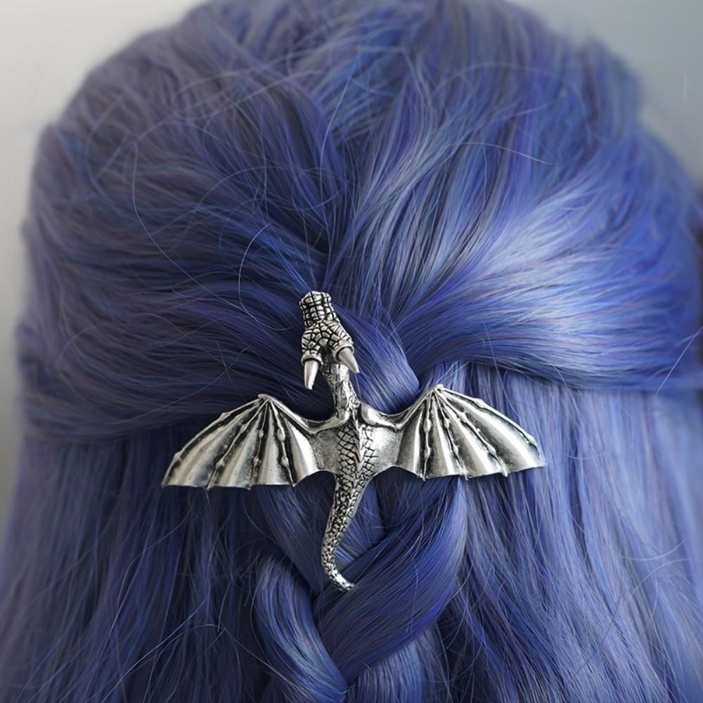 Unique Flying Dragon Hair Clip Elegant Retro Spring Clip Elegant Viking Dragon Hairpin Women