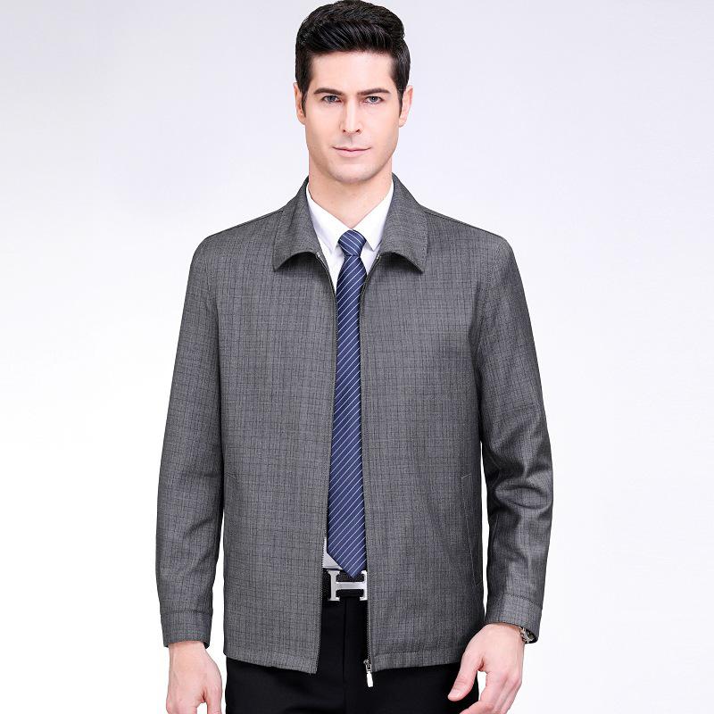 Мужская весенне-осенняя шерстяная клетчатая куртка в стиле business casual