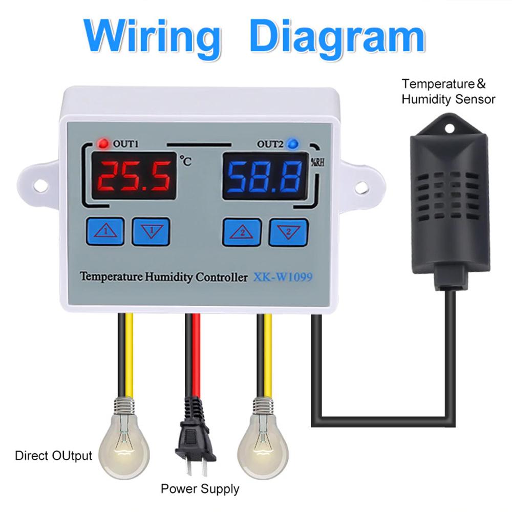 Dual Digital Temperature Humidity Controller Home Fridge Thermostat Humidistat Thermometer