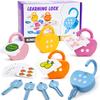 Apple Locks with Keys for Toddlers Ages 3-5, Montessori Number Toys with 5 Apple-Shaped Locks, 10 Double-Sided Counting Cards: Preschool Learning Act