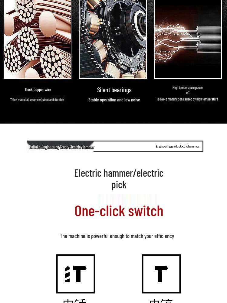 High-Power Brushless Electric Hammer: Wireless, Multi-Functional, Rechargeable Impact Drill for Concrete