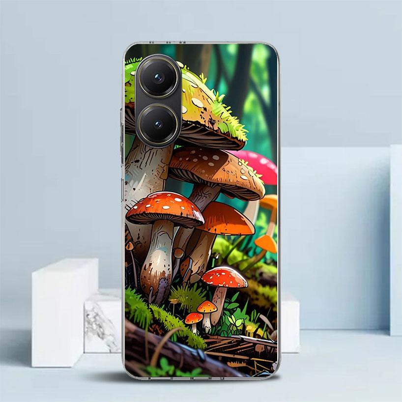 Яркая грибная мягкая крышка для Xiaomi Poco F7 Ultra X7 X6 X5 Pro M7 Чехол для телефона Redmi 15 15C 13 13C 12 12C 10 10C Печатный корпус P