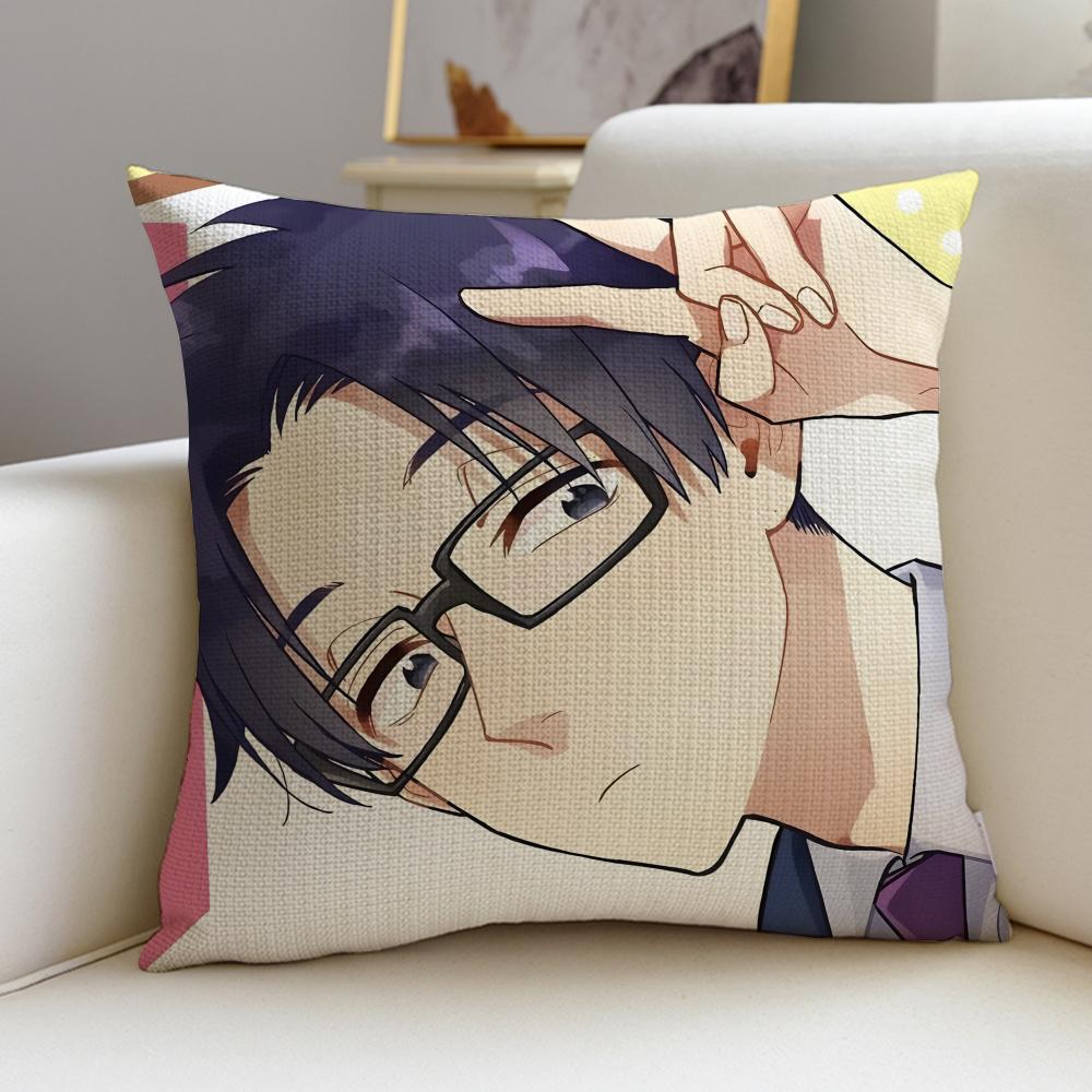 Wotakoi Love Is Hard for Otaku Cushion Cover Breathable and skinfriendly linen pillowcase square removable and washable cushion