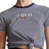 Polo Ralph Lauren Весна-Лето 25 Хлопковая футболка в полоску с вышитым логотипом, круглым вырезом и короткими рукавами, классический крой, женские топы 211838119-001