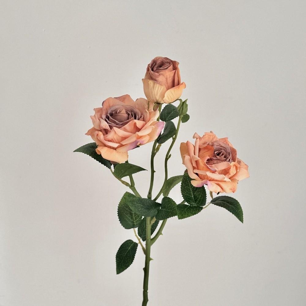Burnt Edge Rose Artificial Rose Branch 3 Heads Fake Bouquet New Fake Peony Wedding