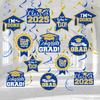 2025 Graduation Party Decorations - 30 Pcs Blue Gold Class of 2025 Congrats Grad Hanging Swirl Ceiling Decor for Home School Classroom Graduation