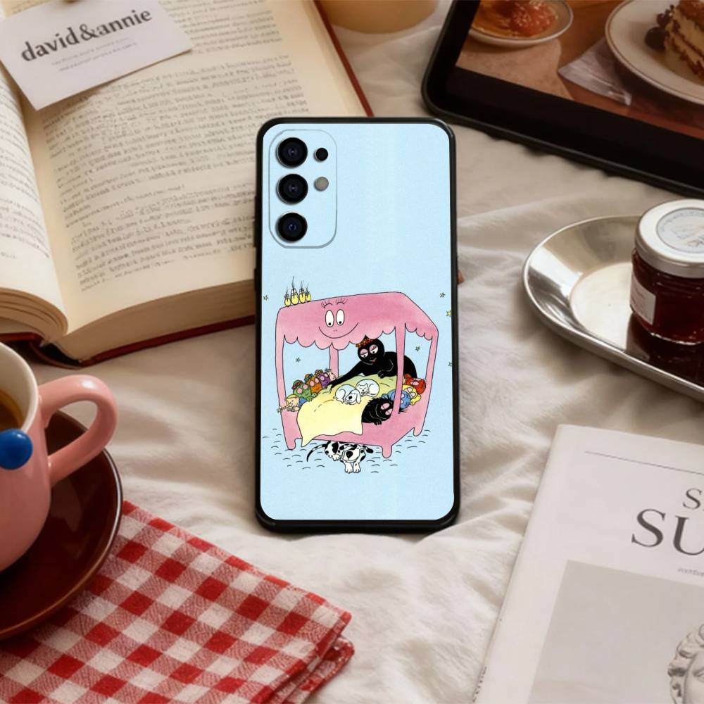 Tiny Cute B-BarbapapaS Phone Case For Samsung S 25,24,23,22,30,21,10,9,Ultra,Plus,Lite,FE,4,5 G Soft Black Case
