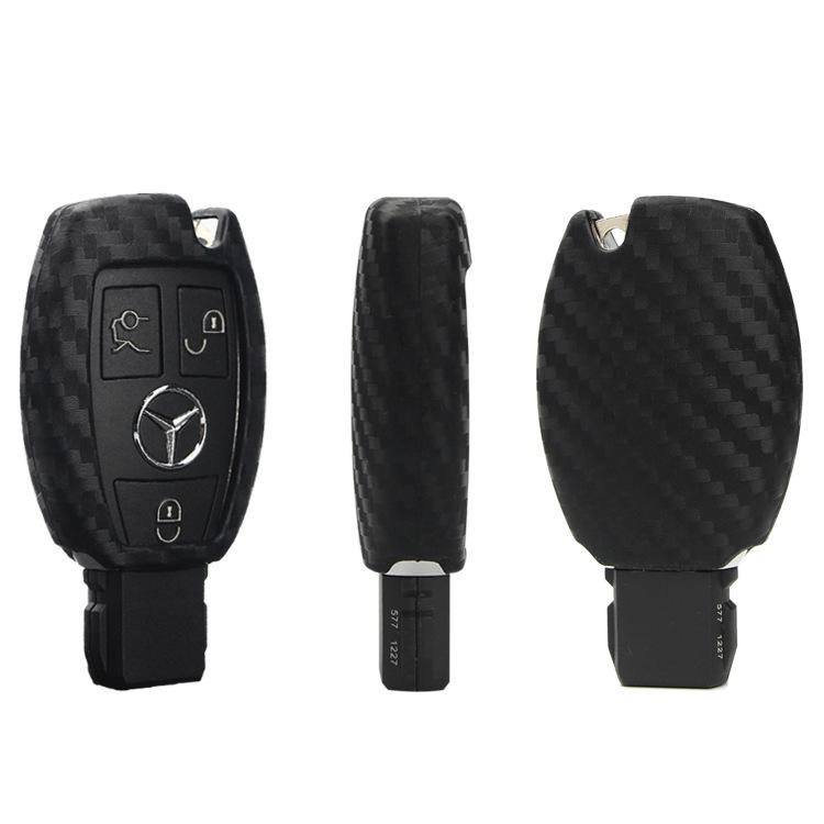 Silicone Carbon Fiber Key Case for Mercedes-Benz C-Class, C200L, GLC260, GLK300