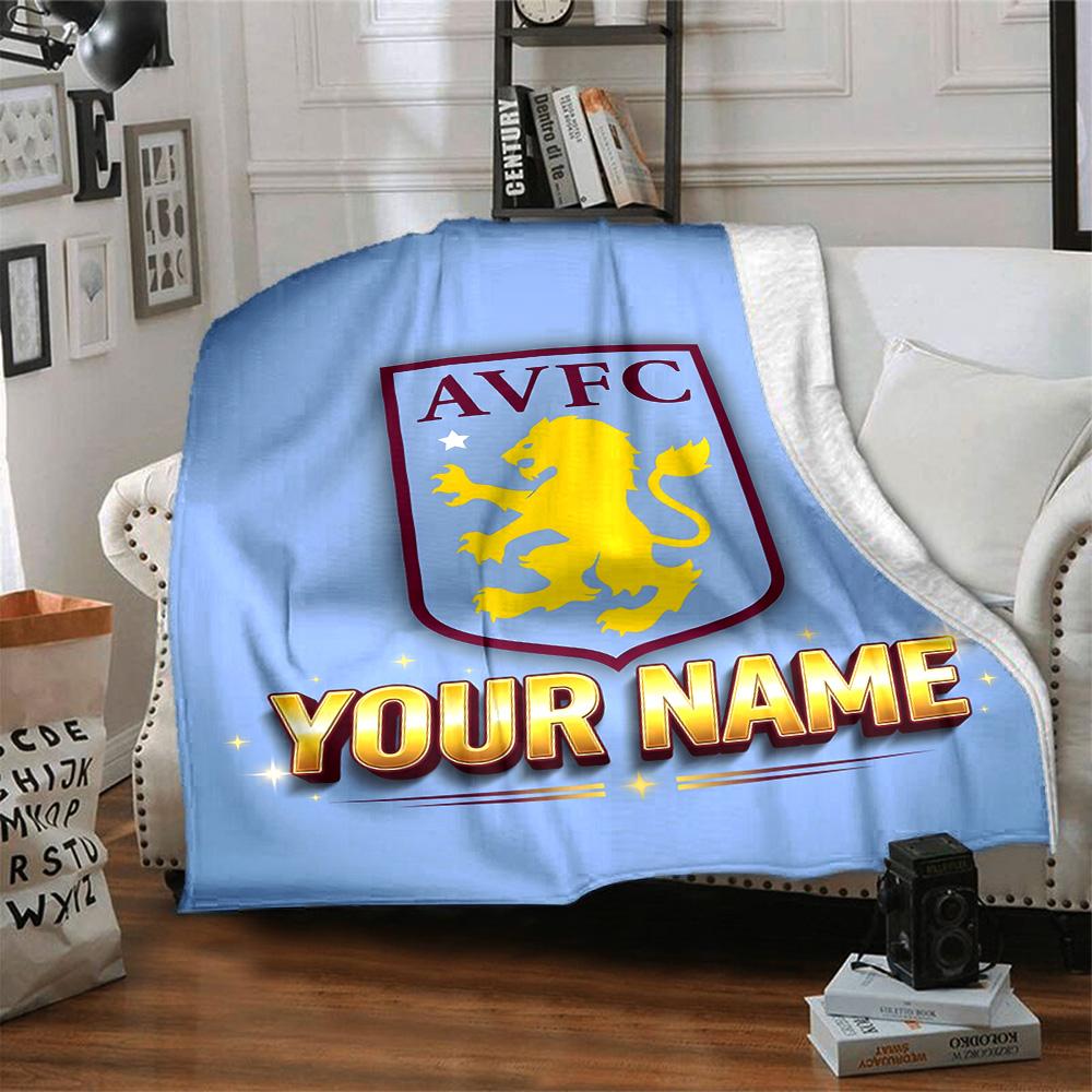 1 шт. Персонализированное одеяло Aston Villa с именем, Подарок, для мужчин и женщин, Мягкое одеяло, Хорошо подходит для дивана-кровати, дивана, путешествий, Легкое фланелевое одеяло