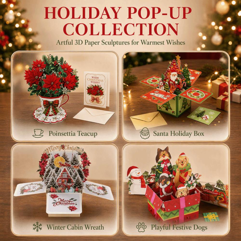 Hot Stamping 3D Pop Up Card Laser Cut Popup Card Exquisite Blessing Card Christmas Gift