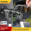 Outdoor Freeze Proof Zinc Alloy Dual Outlet Garden Water Faucet G1/2 Quick-connect Nipples Balcony Frost Protection Tap