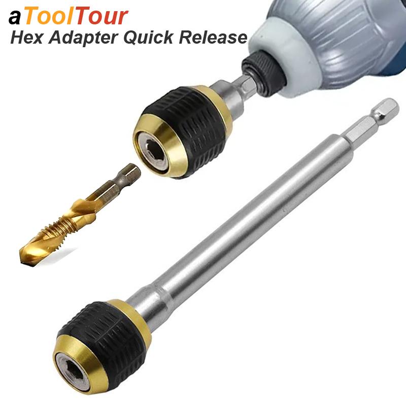 Chuck Extension Adapter Convertor Hex Shank Quick Release Change Bar Socket Electric Screwdriver Bit Holder Kit For Screws Nuts