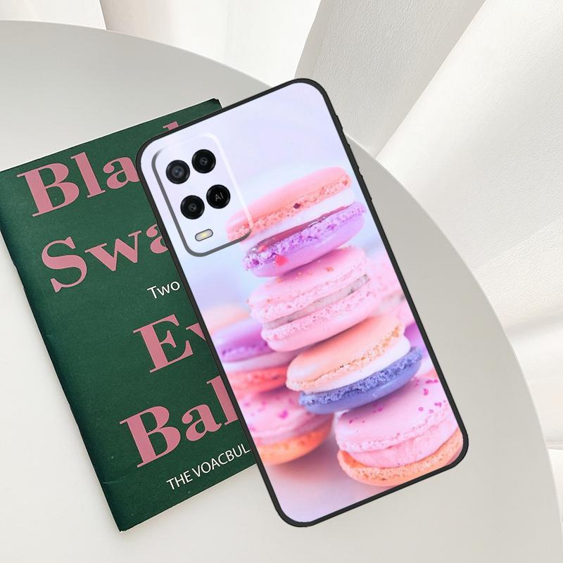 Macarons Cake Dessert Cute Case For Oppo A58 A78 A98 A15 A16 A17 A52 A72 A76 A96 A54 A74 A94 A57 A77 A54S A57S Cover