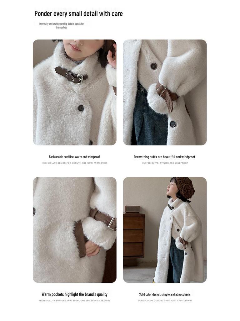 Детское пальто средней длины из искусственного меха норки - Зимняя коллекция 2025