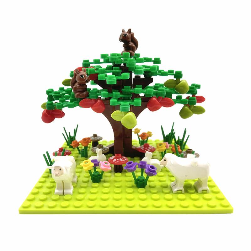 Farm Sunflowers Trees Bricks Blocks for Children MOC City Building Toys Animals Acc Bloques Compatible Classic Mini Blocks Parts