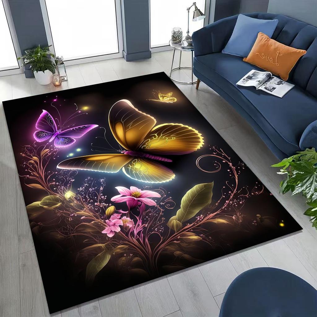27 Style Dream Butterfly Flower Cartoon Rug for Bedroom Living Room Sofa Home Doormat Decor,Large Kids Play Non-slip Floor Mat