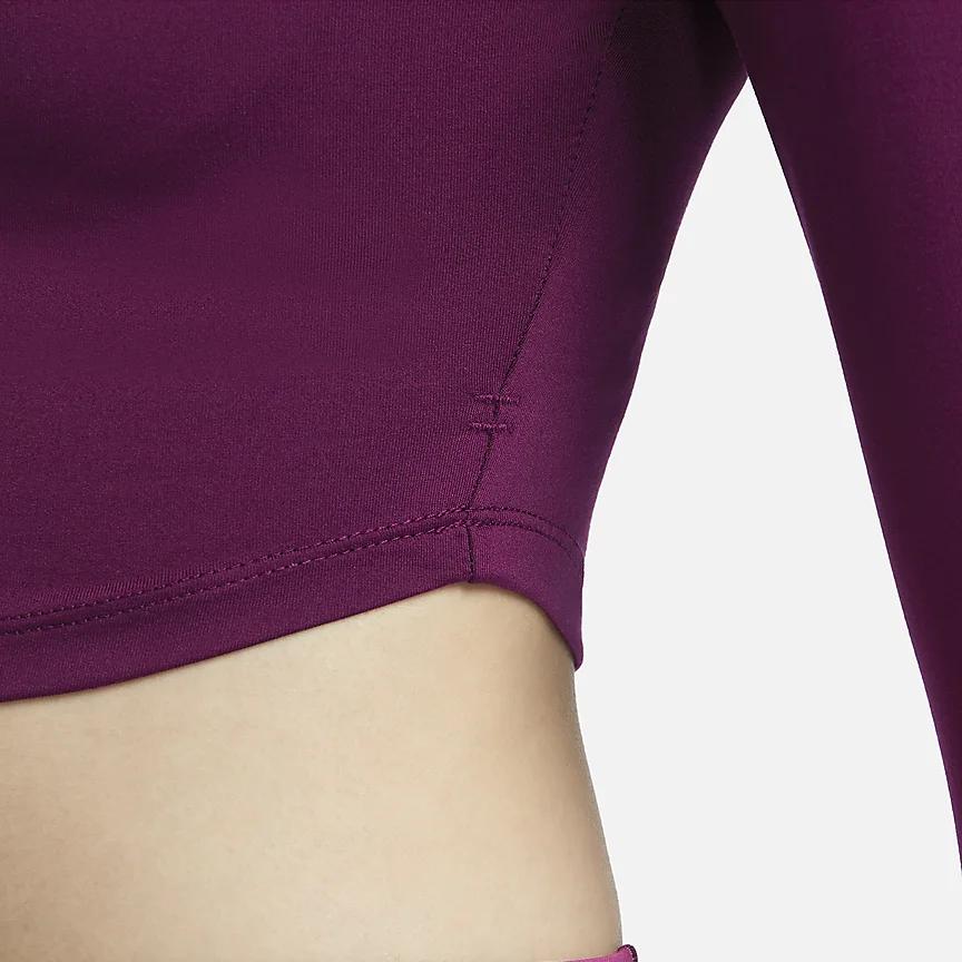 Nike Футболка One Luxe Solid Color Half High Neck Slim Fit Short Dry Long Sleeve T Shirt Women Tops Bordeaux FB5277-610