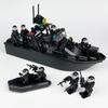 X003 Special Police Ship Small Particle Black Eagle Patrol Ship Navy Children's Building Blocks Toys