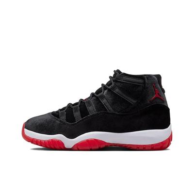 Air 11 Retro Bred Velvet женские кроссовки черные спортивные-красные белые DB5457-061