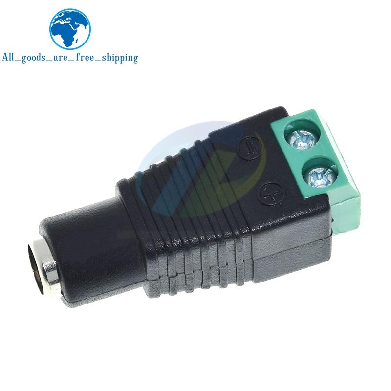 TZT 1pack 5.5MM x 2.1MM / 2.5MM Female Male DC Power Plug Adapter for 5050 3528 5060 Single Color LED Strip and CCTV Cameras