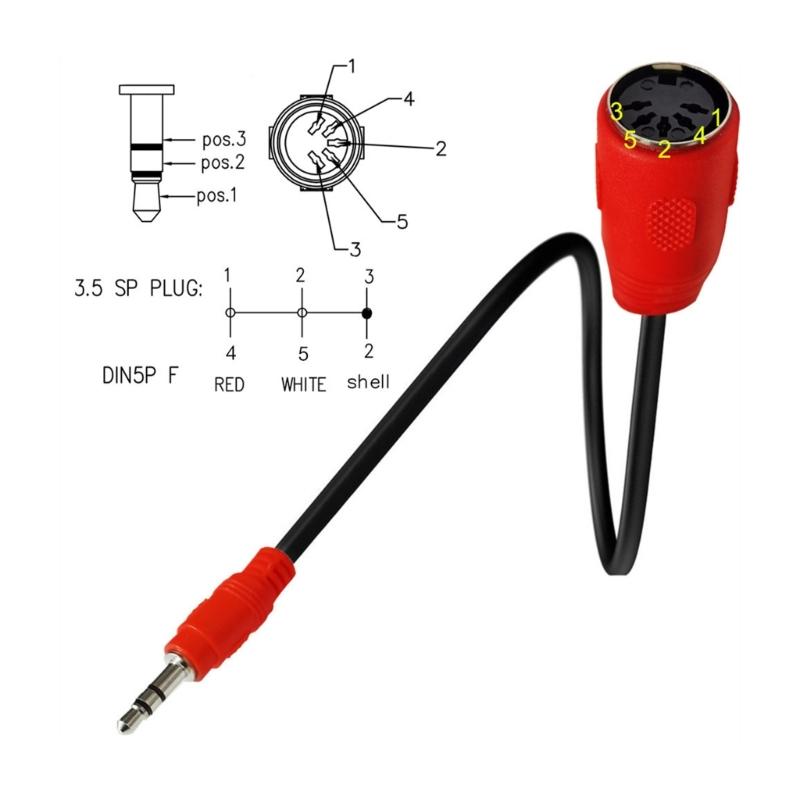 5-контактный DIN гнездо - 3,5 мм TRS штекер кабель с прямым разъемом, шнур-адаптер для клавиатуры, пианино, барабанов, эффекторов, длина 50 см