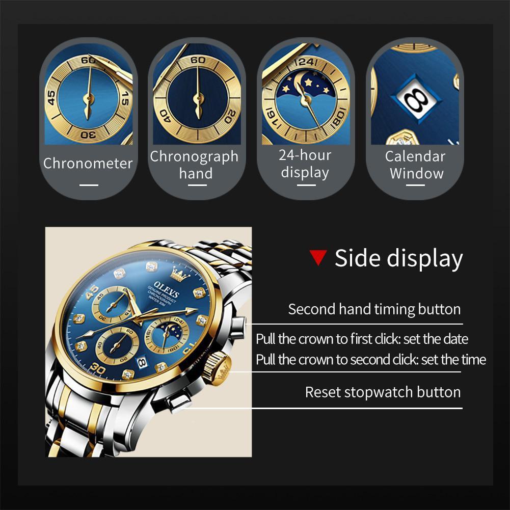 Кварцевые водонепроницаемые часы для мужчин, деловые, из нержавеющей стали, модные, мужские наручные часы с люминесцентным календарем