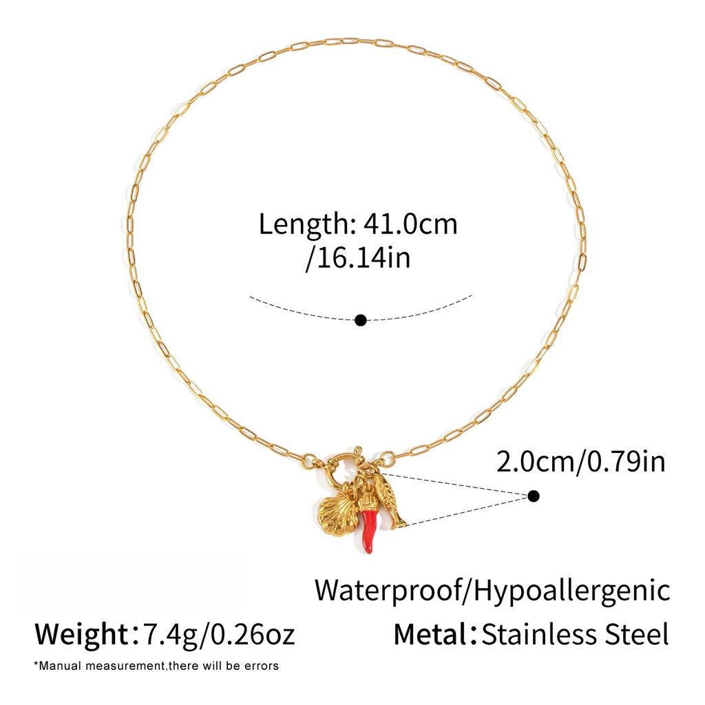 Yori European and American Fashion Stainless Steel Turtle Starfish Removable DIY Pendant Necklace for Women 18k PVD Plated