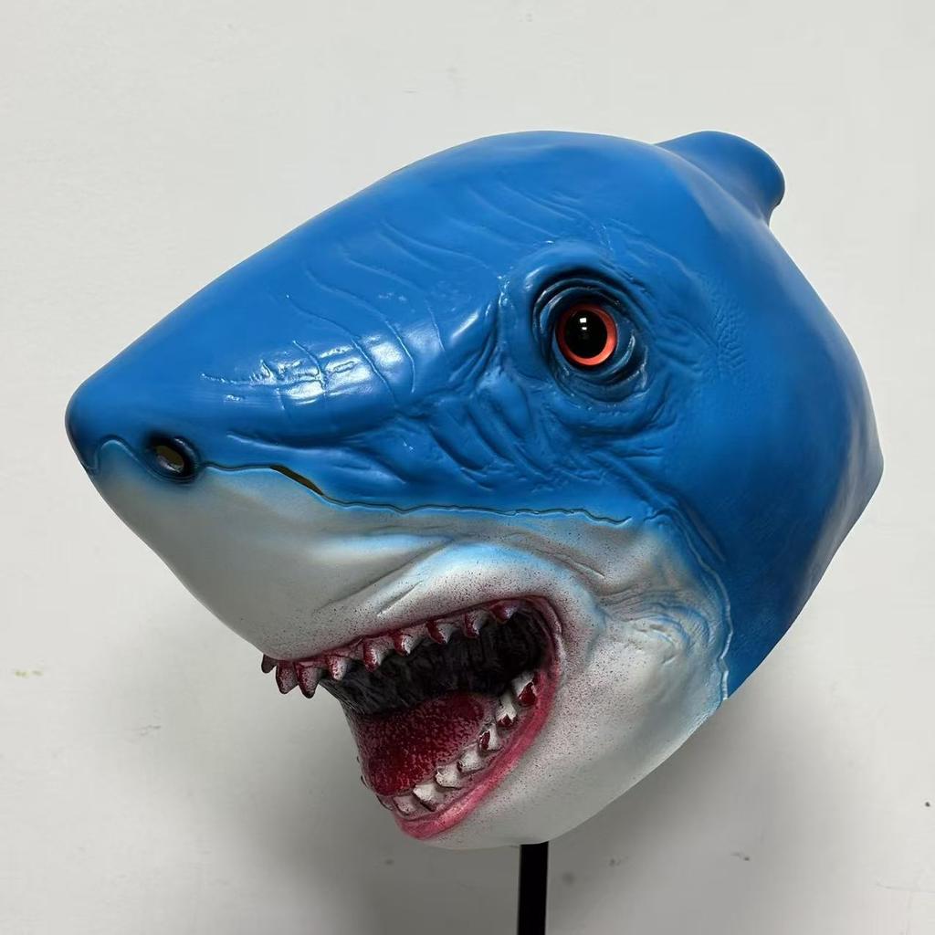 Funny Shark Hood Mask Cosplay Marine Organisms Blue Shark Latex Masks Halloween Carnival Dress Up Party Costume Props