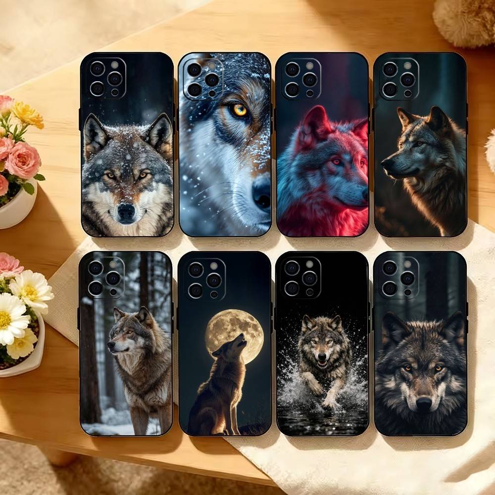 Savage Wolf Theme Phone Case For iPhone 17,16,15,14,13,12,11 Plus,Pro Max,XS,Soft Silicone Black Cover