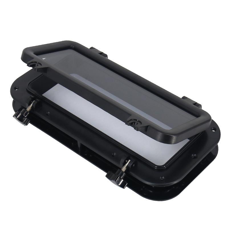 Rectangular 40x20 ABS Plastic Boat Porthole Window Tempered Glass Watertight Hatch Yacht RV Marine Vessel Black White Accessory